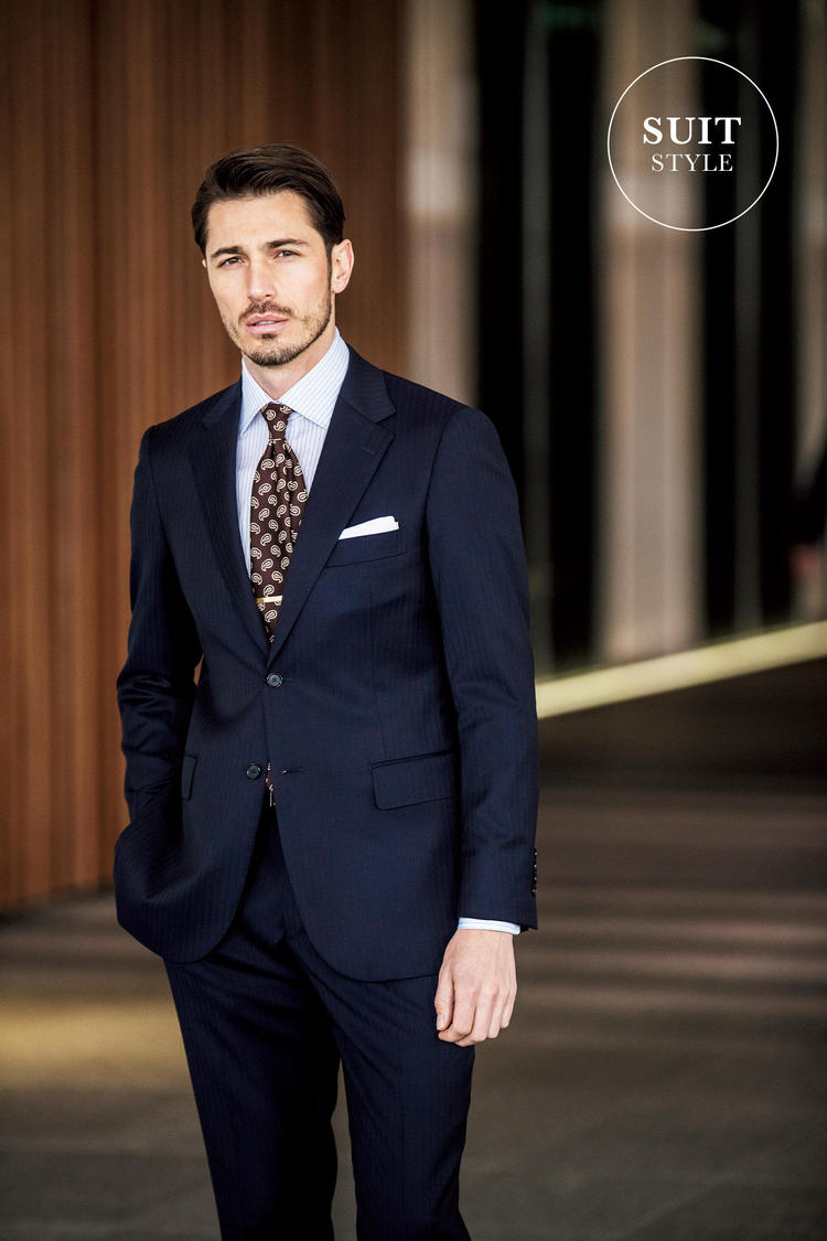 希少　マッキントッシュロンドン AB7ネイビー ストライプ スーツ ウール2B マッキントッシュ ロンドン MACKINTOSH LONDON ウールシルク ツイル